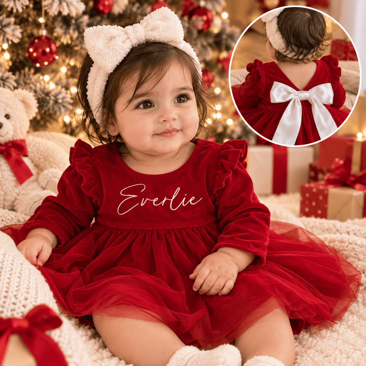 Vestido Meu Primeiro Encanto de Natal – Personalizado com Nome | Ninho de Amor™