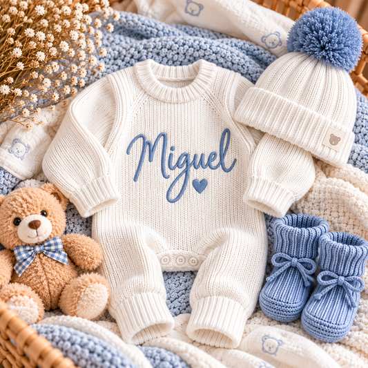 Kit Meu Pequeno Anjo – Tricô Personalizado | Ninho de Amor™