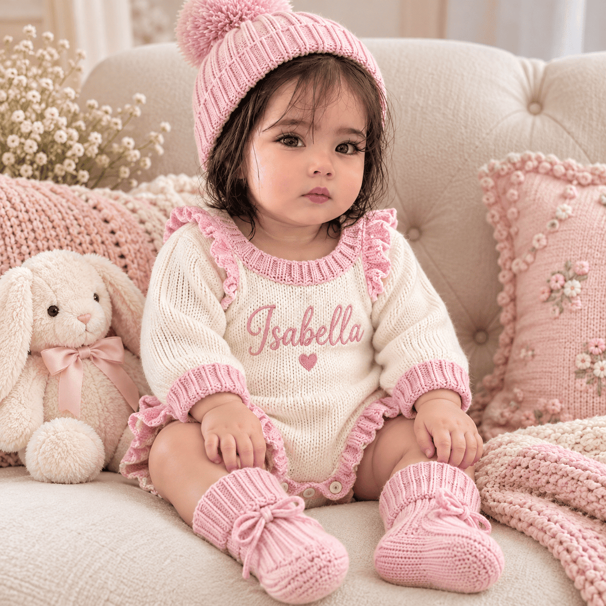 Kit Minha Doce Menina – Tricô Personalizado | Ninho de Amor™