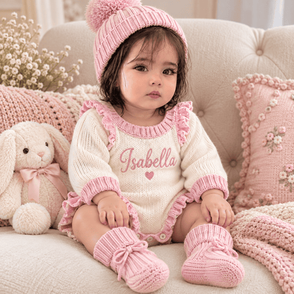 Kit Minha Doce Menina – Tricô Personalizado | Ninho de Amor™