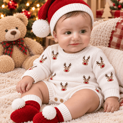Kit Meu Pequeno Rudolph – Tricô Natalino Premium | Ninho de Amor™