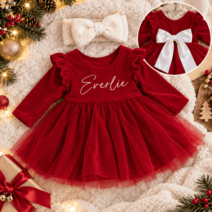 Vestido Meu Primeiro Encanto de Natal – Personalizado com Nome | Ninho de Amor™