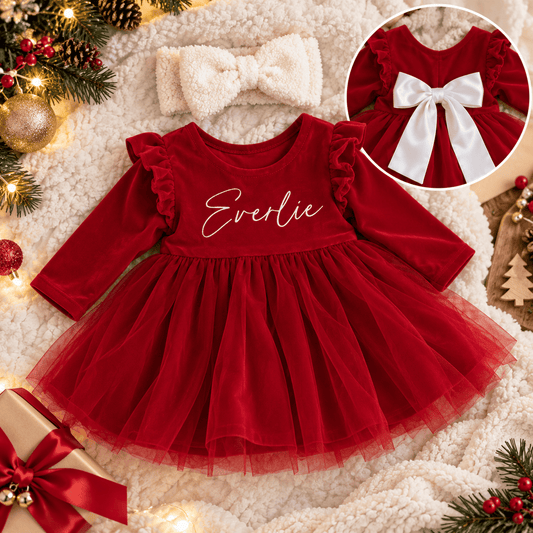 Vestido Meu Primeiro Encanto de Natal – Personalizado com Nome | Ninho de Amor™